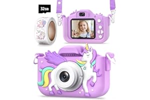 Seckton Kids Camera Toys for Girls Ages 3-8, Children Digital Video Camera with Protective Silicone Cover, Christmas Birthday Gifts for 3 4 5 6 7 8 Year Old Girls with 32GB SD Card