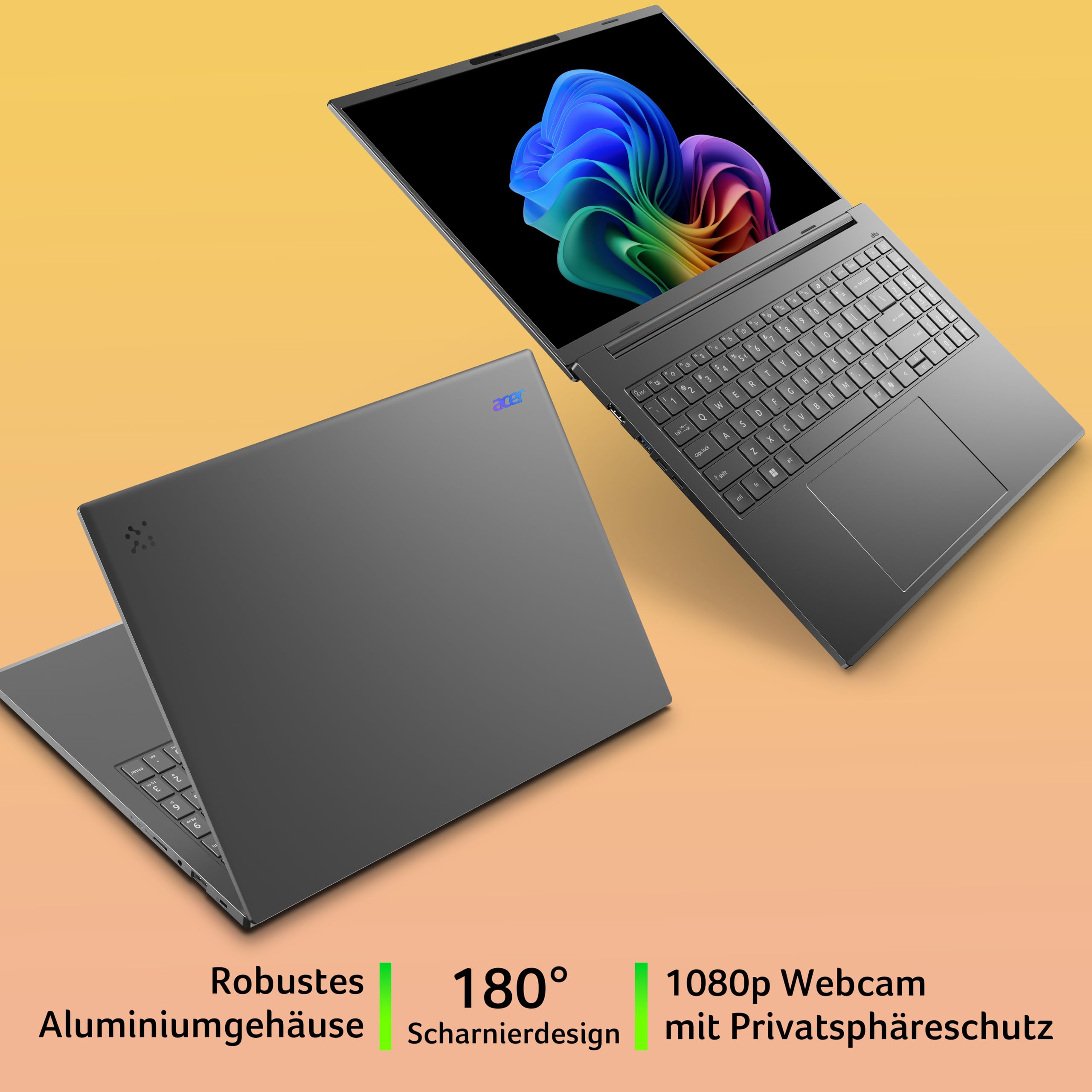 acer Aspire 16 AI OLED (A16-61M-R8RH) AI Laptop, Copilot+ PC, 16 Inch WUXGA+ OLED 120Hz Display, AMD Ryzen AI 5 340, 16 GB RAM, 512 GB SSD, AMD Radeon 840M, Windows 11, QWERTZ Keyboard, Grey 4