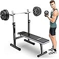 Lmdex Adjustable Weight Bench Press with Squat Rack Folding Multi-Function Dip Station for Full Body Workout Home Gym Strength,Grey (grey) …