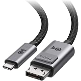 Cable Matters 40Gbps Bidirectional USB C to DisplayPort 2.1 Cable, 6ft/1.8m | DP40 (UHBR10), 8K@120Hz / 4K@480Hz, DisplayPort to USB C Cable, Video Only, No Power Delivery