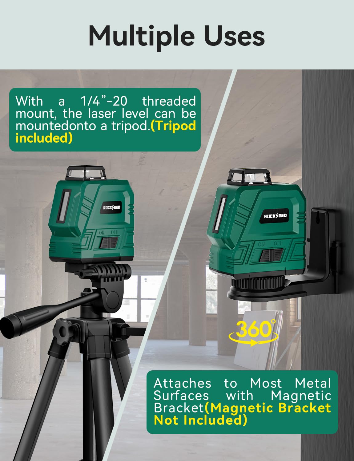 Comparison of green laser beam versus red laser beam