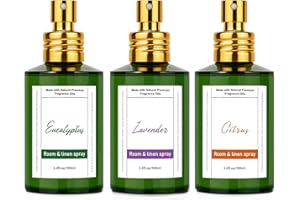 AZULFRA Room Spray Odor Eliminator 3 Pack, Natural Essential Oil Air Freshener Spray for Home Bathroom and Kitchen, Lavender, Citrus, Eucalyptus