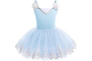 ODASDO Ballet Leotard For Girls Camisole Tutu Skirts Shiny Sequin Flower Embroidery Dance Dress Gymnastics Bodysuit Outfit