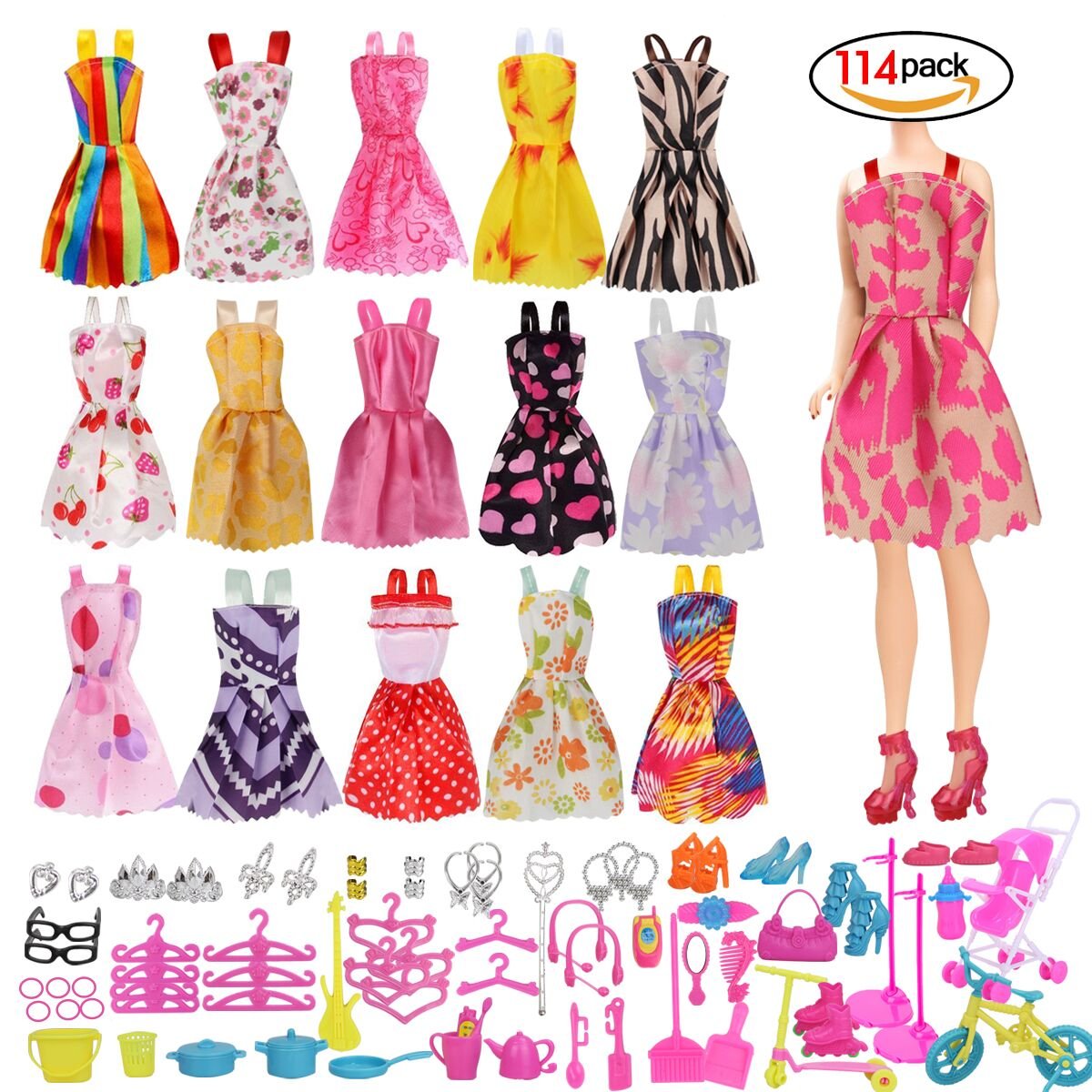 Barbie Dolls JER 114 PC Barbie Accessori Abito Gonna Moda Gioielli Casalinghi