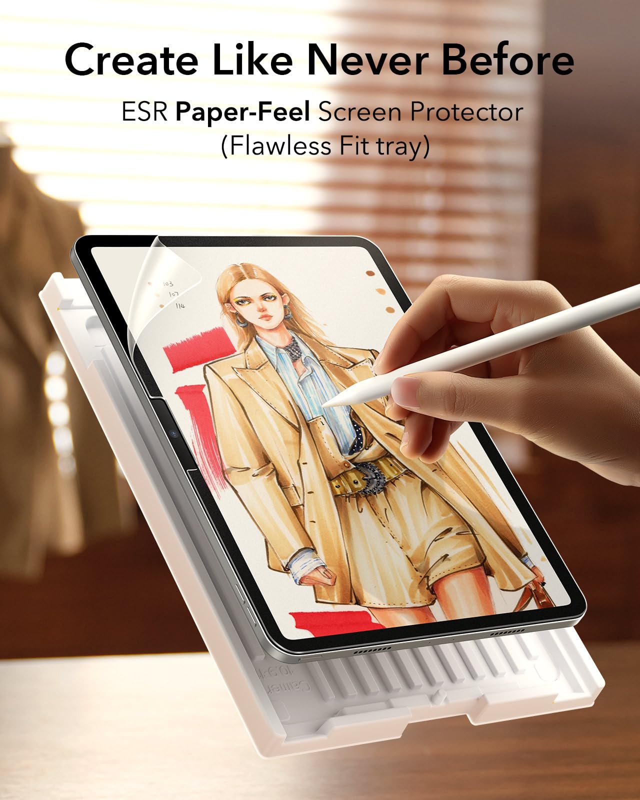ESR 2 Pack Paper-Feel Screen Protector for iPad Pro 11 Inch (M5/M4) 2025/2024, Write and Draw Like on Paper, with Easy Installation Tray, Anti-glare,Thin and Responsive