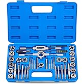 Orion Motor Tech 40-Piece Tap and Die Set, Metric Sizes | Home Improvement Tool Kit for Creating and Repairing Threading | Ha