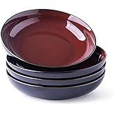 LERATIO Large Pasta Bowls,38oz Ceramic Pasta Bowls,9.0" Reactive Glaze Pasta Bowl Set of 4,Microwave & Dishwasher,Oven Safe,Wide Serving Bowls for Salad,Dessert,Fruit-Reddish Brown