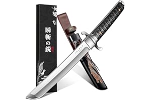 FUSIONKEI Japanese Fixed Blade Knife, Tanto Knife with Phoenix Carved Sheath, Tanto Samurai Knives for Camping Outdoor, Collection for Men
