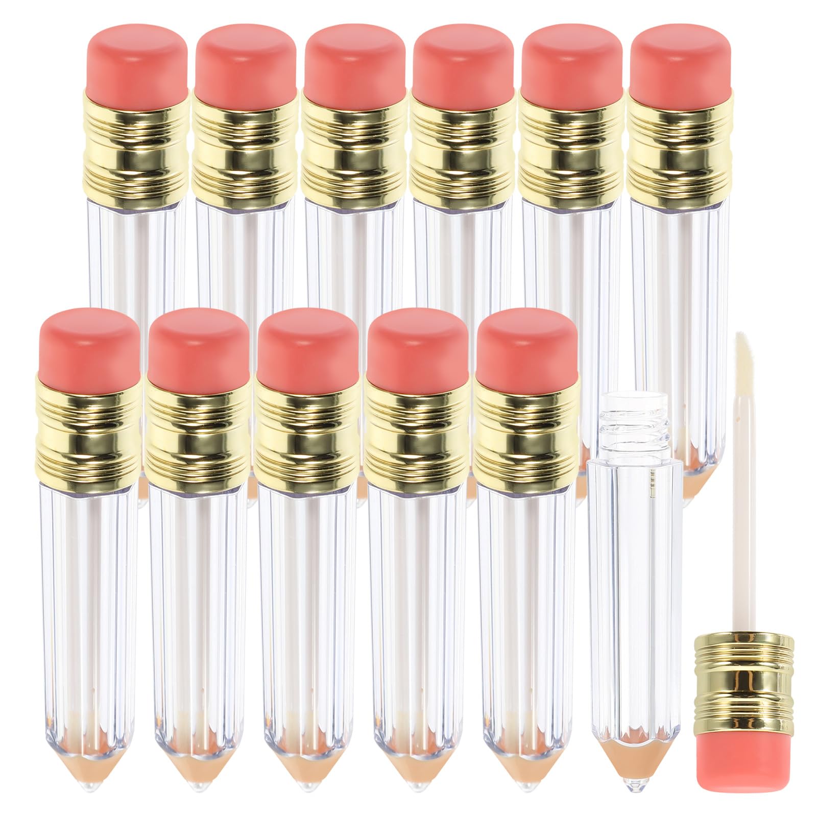 Beaupretty 12pcs Empty Lip Gloss Tubes, Pencil Lip Gloss Container Refillable Lip Balm Bottles DIY Empty Lip Balm Container Sample Tube for Women