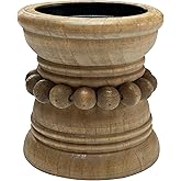 dwellington Farmhouse Rustic Wood Pillar Candle Holder for Pillar Candles, Decorative Beaded Candlestick Holder Stand for Home Décor, Gifts, Wedding (Natural)