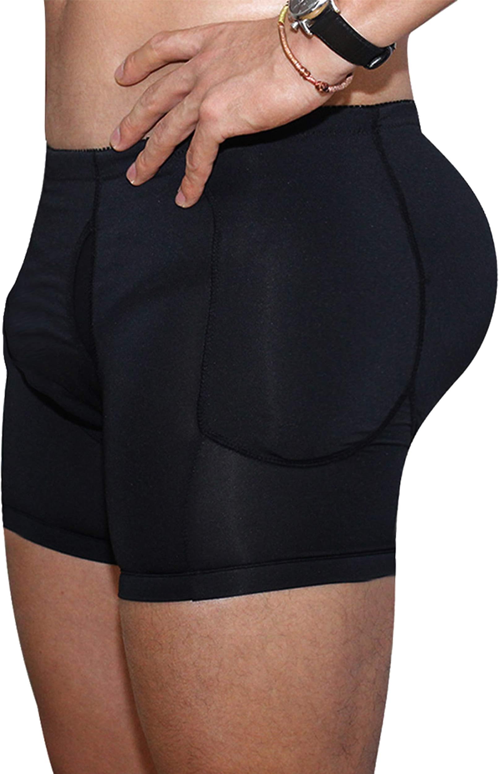 Men's Pad Shaper Panty Male Underwear with Butt Lifter Slimming Waist Shaper Black