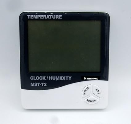 Hanumex Digital Hygrometer Thermometer Humidity Meter with clock Big LCD Display WITH 1X AAA BATTERY