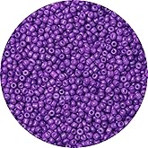 Yholin 2000pcs Glass Seed Beads Bulk,4mm 6/0 Craft Seed Beads Small Pony Beads for DIY Craft Project Bracelet Necklace Jewelry Making - Purple Waist Beads Spacer Beads with Tweezers