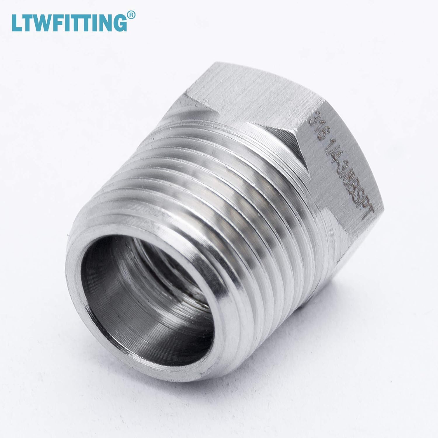 LTWFITTING Stainless Steel 316 Pipe Hex Bushing Reducer Fittings 3/8-Inch Male BSPT x 1/4-Inch Female BSPP (Pack of 5) - Image 5