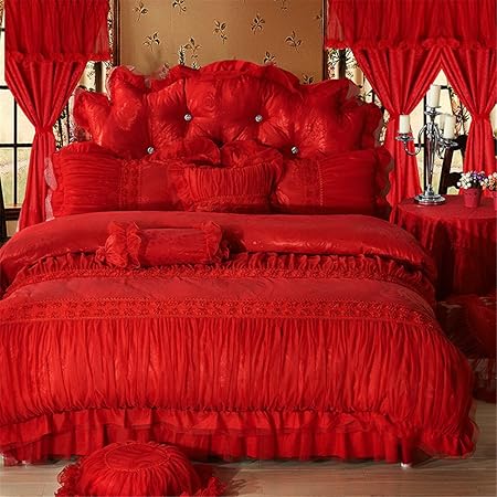 Lotus Karen Romantic Jacqurad Pleated Lace Ruffles Korean Bedding