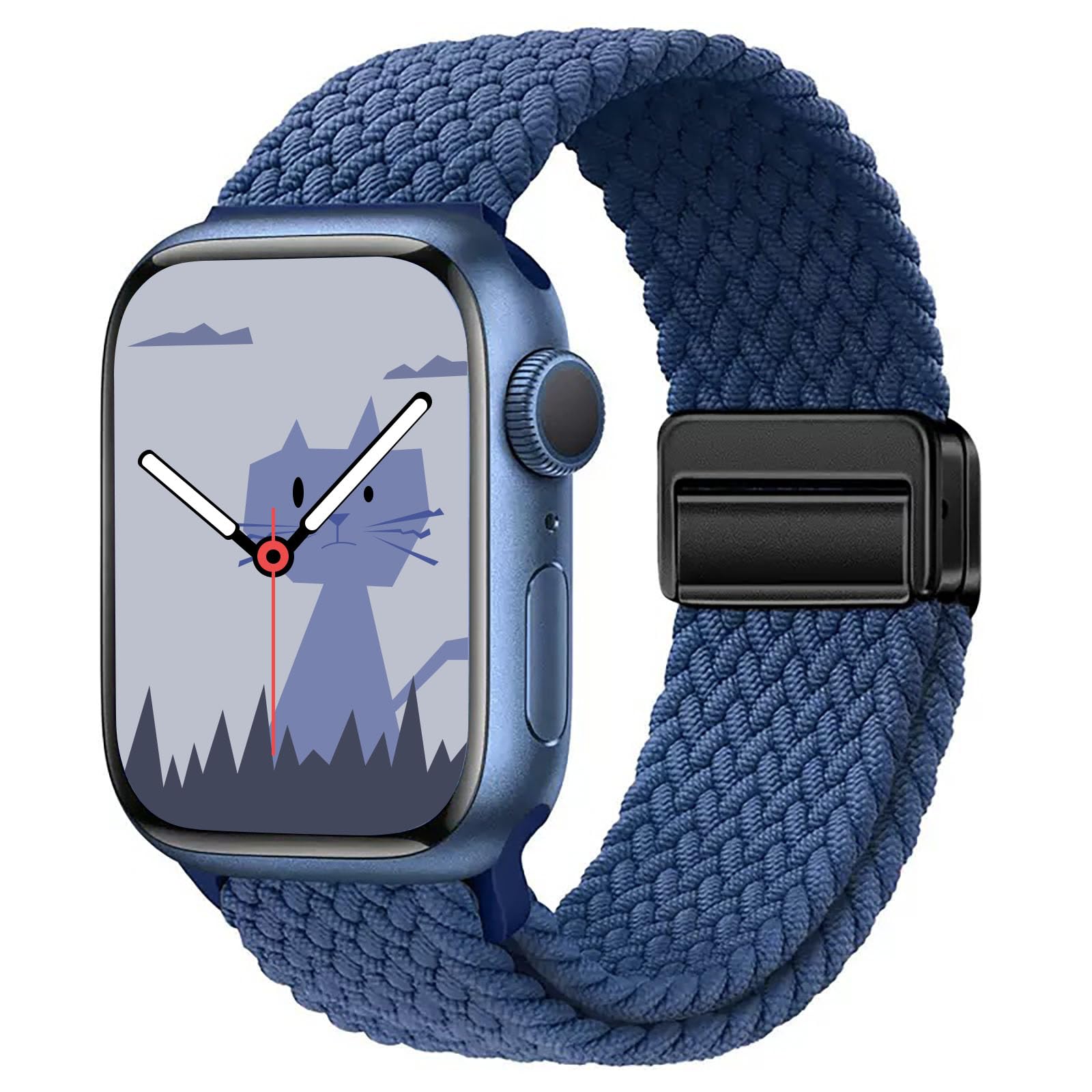 Yaber Braided Solo Loop Compatible with Apple Watch Band 38mm 40mm 41mm 42mm 44mm 45mm 46mm 49mm for Women Men, Adjustable Magnetic Straps Elastic Sport Wristbands for iWatch Series 10 9 8 7 6 5 4 3 2 1 Ultra 2 1 SE (Atlantic Blue, 44mm/45mm/46mm/49mm/42mm(Series 3))