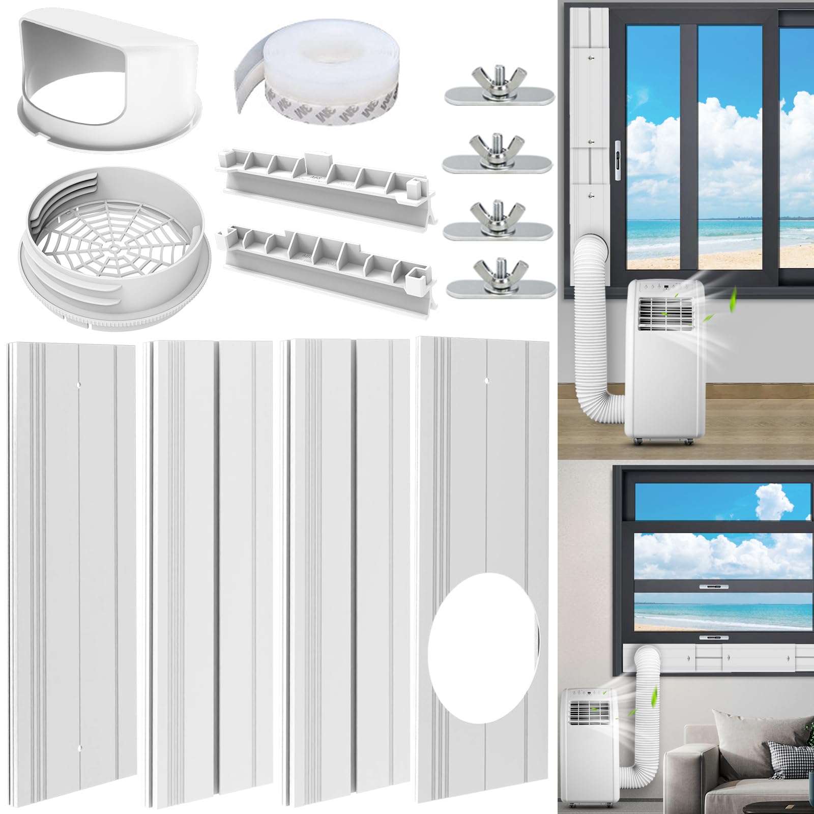 Photo 1 of Portable Air Conditioner Window Kit with Universal Coupler Fit for 5.1"/5.9" Exhaust Hose, Mobile A/C Window Vent Seal Kit with 4 Adjustable Seal Plates for Vertical/Horizontal Sliding Window