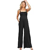 Women's Maternity Sleeveless Jumpsuit Romper with Smocked neck and pockets