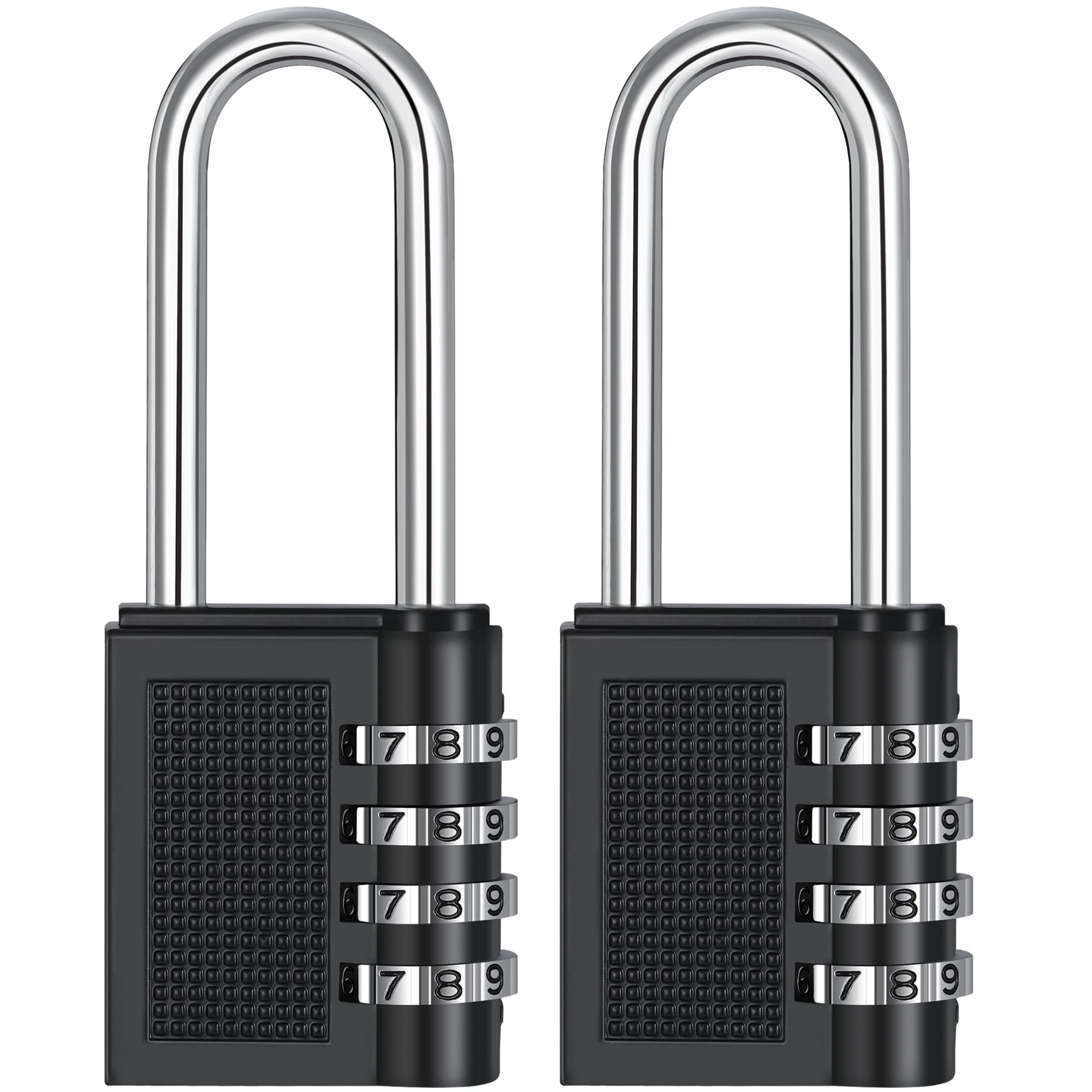 ZHEGE Combination Padlock Outdoor, 2.6in Long Shackle Padlocks with Code for Fence, Gate, Shed, Chains, Storage Box, Containers, Large Combination Lock for Gym Lockers, 4 Digit (2 Pack, Black) — image 1