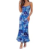 ZESICA Womens Summer Floral Spaghetti Straps Maxi Dress 2026 Sleeveless Square Neck Bodycon Beach Boho Long Dresses