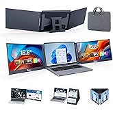 Yinker Laptop Screen Extender, 15.6" Triple Portable Monitor, Ultra-Slim 1080P FHD IPS, 360° Rotation, Single USB-C, Compatible with Mac/Windows/Android/PS4 for 11-17" Laptops