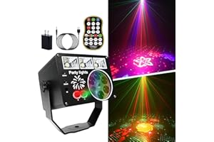 FLASHBACK EVENTS Party Lights Disco Dance DJ Lights 3IN1 Party Light,LED Strobe,RGB LED Projection and Red/Green Laser Patterns,Sound Active for Karaoke,Birthday,Bar,Stage,Halloween,Xmas,Rave Parties,House Parties