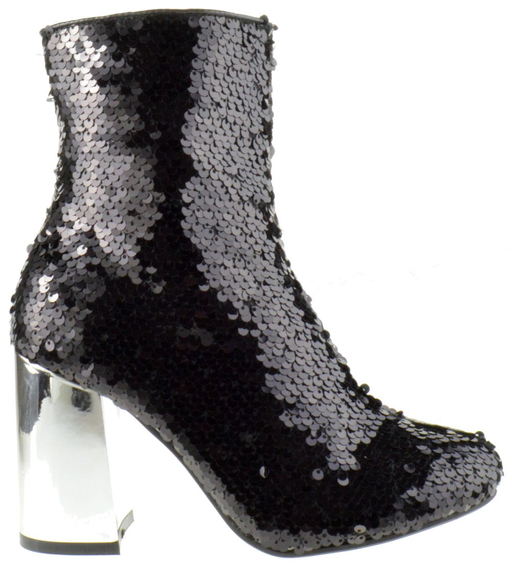 Forever Link Abigale 43 Womens Sequin Chunky Heel Ankle Booties - Image 3