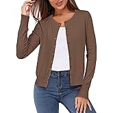 Newshows Women's Lightweight Button Down Cardigan Long Sleeve Casual Crew Neck Soft Knit Cardigans Sweater Tops