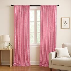 Juya Delight 2Pcs 2FTx8FT Pink Sequin Backdrop