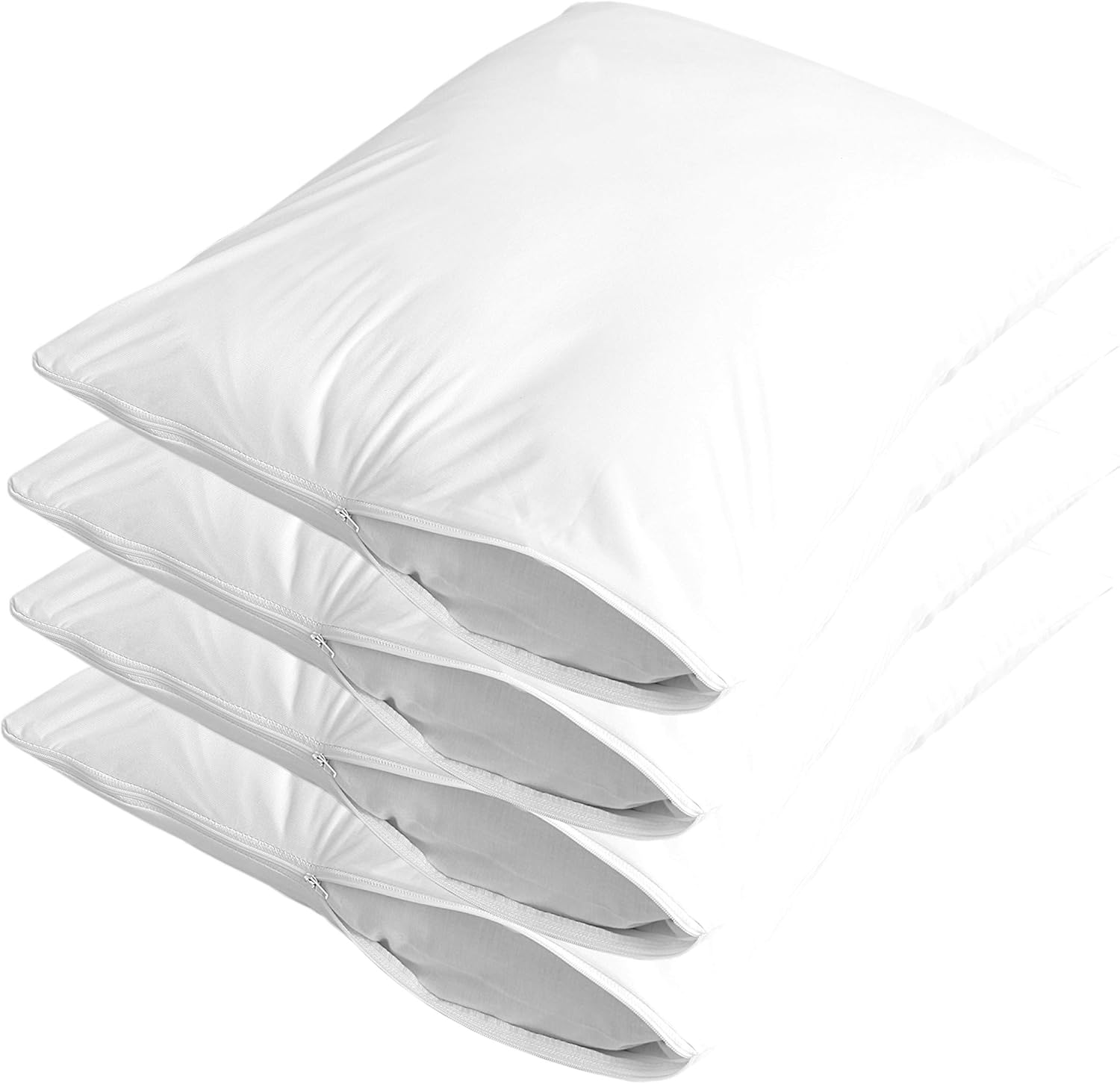 Niagara Sleep Solution 4 Pack Waterproof Pillow Protectors Standard 20x26 Inches Life Time Replacement Smooth Zipper Premium Encasement Covers Quiet Cases Set White 100% Liquid Protection: Home & Kitchen