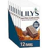 LILY'S Salted Caramel Milk Chocolate Style No Sugar Added, Sweets Bars, 2.8 oz (12 Count)