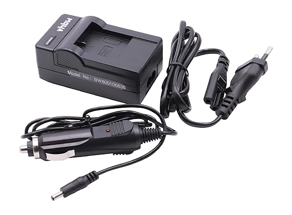 vhbw Schnellladegerät Ladekabel Ladeschale inkl Kfz-Adapter für Akku GIT-LB101 wie Kamera Ablegrid SJ5000, Acme VR04, VR05, V