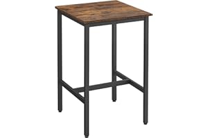 VASAGLE Bar Table, Small Kitchen Dining Table, High Top Pub Table, Bar Height Cocktail Table for Living Room Party, Sturdy Metal, 23.6 x 23.6 x 36.2 Inches for Narrow Spaces, Rustic Brown and Black