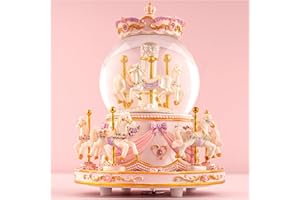 KISIVE Snow Globe You are My Sunshine Music Box Daughter Birthday Gifts for Women Girls Friend Sister, Christmas Xmas Valentine Snow Globe Granddaughter Carousel Horse Music Box Gifts
