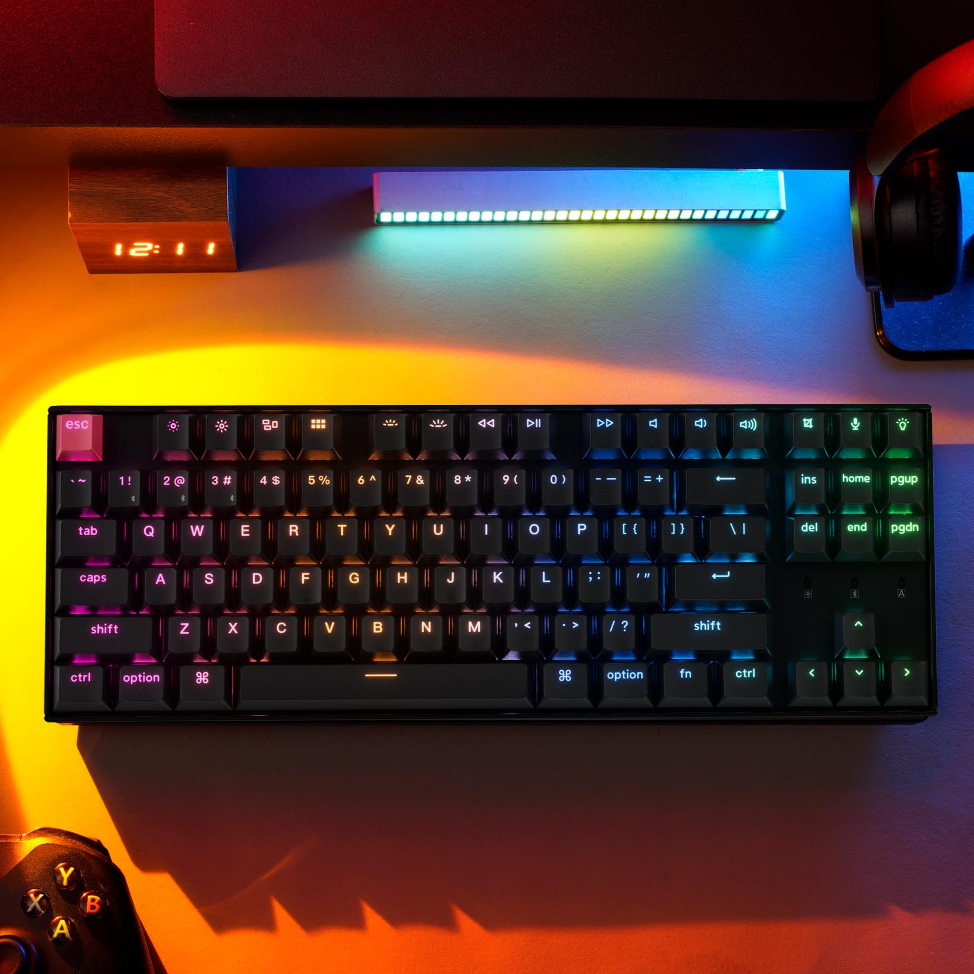 Keychron K8 Version 2 TKL Custom Wireless Mechanical Keyboard, QMK Programmable Bluetooth 5.2/Wired, RGB Backlit with Shine-Through PBT Keycaps, Super Brown Switch for Mac Windows Linux