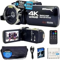 Amazon.com: Ultimaxx Videocámara de cámara 4K de 42 MP, grabadora ...