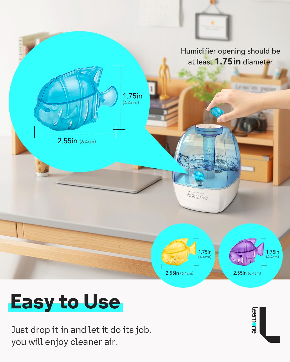 Leemone Humidifier Cleaning Fish for Humidifiers & Fish Tanks, 10 Pack Humidifier Cleaner, Purifies Water, Prevents Hard Water Build Up, Eliminates White Dust Odours