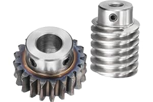 uxcell #45 Steel Worm Gear Set 20T 1.5 Module 20:1 Reduction Rate, Right Rotation Drive Gear Box Wheel Reduce Transmission Part (Gear-12mm Bore 33 mm OD, Rod 8mm Bore)