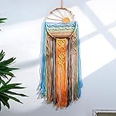 Artilady Macrame Wall Hanging Tapestry, Boho Sun Art Decor Dream Catcher | Large Wall Tapestry, Handmade Woven, Farmhouse Rustic, Colorful Sunset Wall Art, Bedroom Living Room Apartment Home Decor