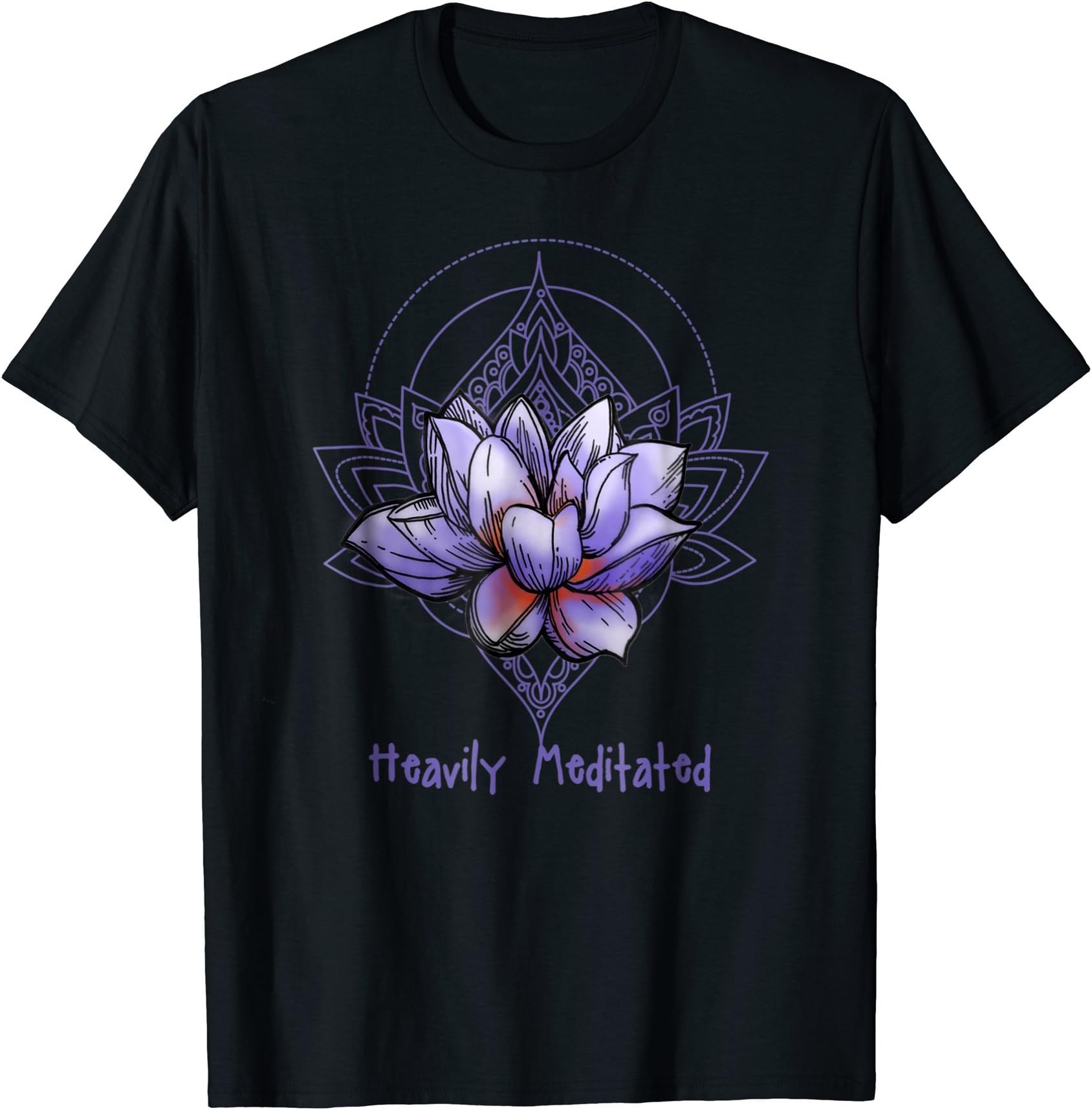 Groovy Boho YOGA apparel with Lotus t-shirtfunny Heavily Meditated yoga shirt, mindfulnessOEKO-TEX STANDARD 100