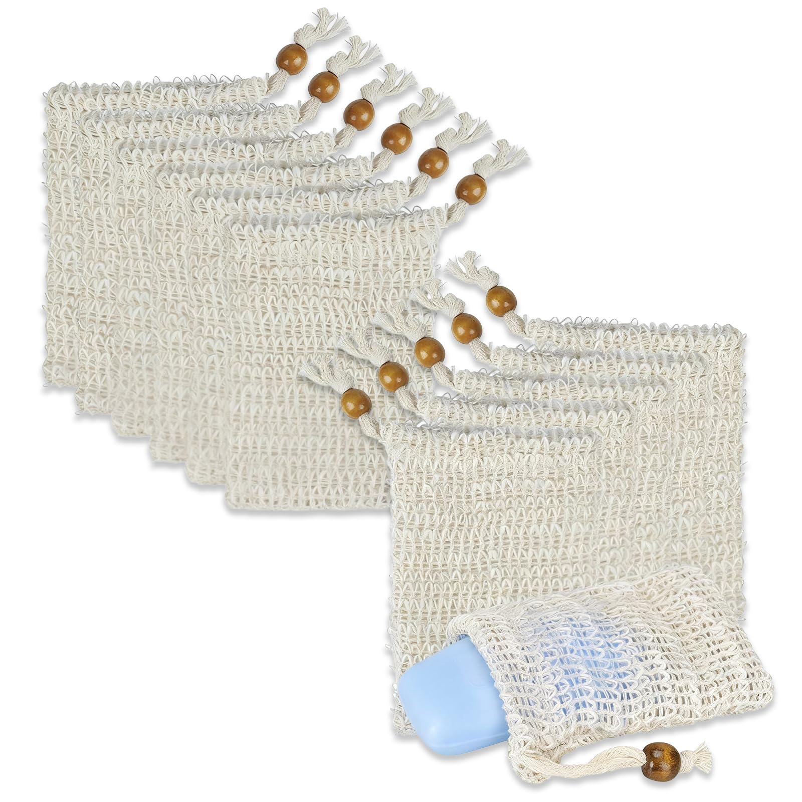 Photo 1 of *USED*
12 PCS Soap Saver Bag, Exfoliating Soap Saver Pouch, Natural Cotton Linen Mesh Soap Bag with Drawstring for Smooth Skin, for Bathing & Facial Cleansing