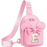 YONOOQ Birthday Gifts for 4 5 6 7 8 9 10 11 12 13 Year Old Girls Small Initial Sling Bag for Girls Fashion Waist Pack for Women Nylon Cute Crossbody Fanny Pack Pink E