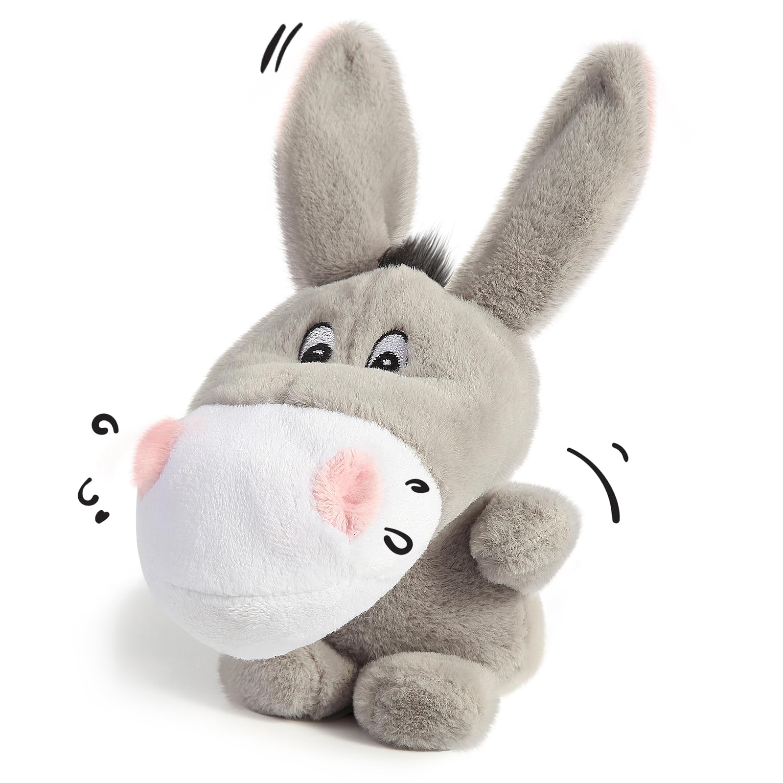 Photo 1 of JKW Stuffed Animal Donkey Pet Toys, Plush Squeaky Donkey Puppy Toys, Cute Toys for Small Dogs, Grey, 8 Inch