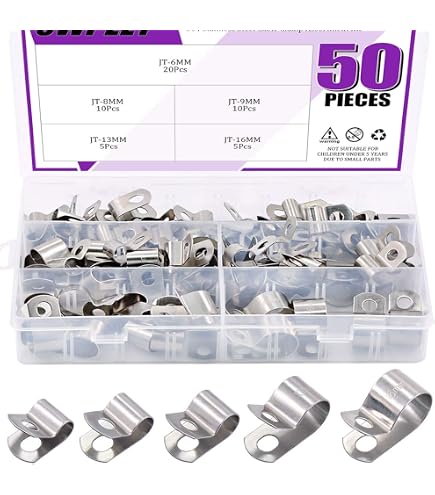 10 Pack 5/16" Rubber Cushioned Stainless Steel Cable Clamps - Vibration Dampening
