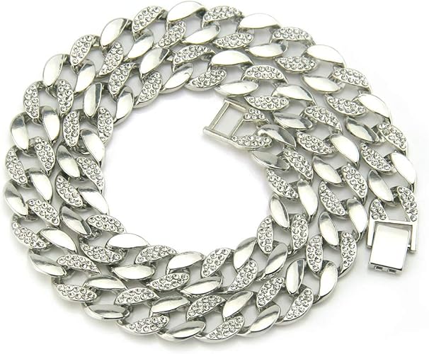 Amazon Necmメンズ ネックレス チェーン ジルコニア マイアミ キューバンチェーン 豪華 シルバー 喜平ネックレス Czダイヤ 極太 幅14 キヘイ カッコいい ヒップホップ風 75 シルバー ネックレス 通販