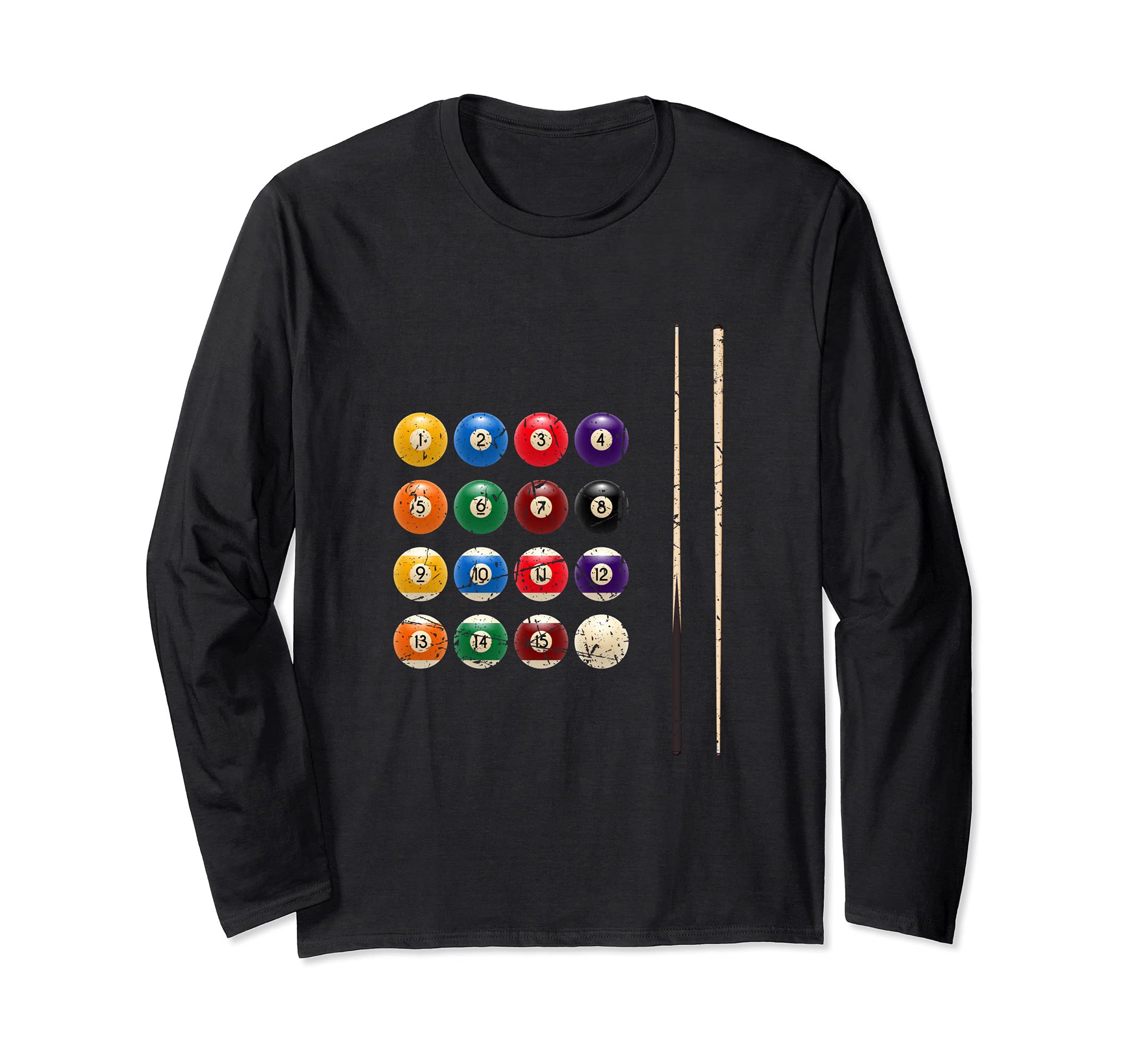 Billiards Ball Pool Rack Snooker Player Billiard Stick Long Sleeve T-Shirt