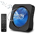CD Player Portable Bluetooth 5.1 Desktop CD Player with HiFi Sound Speakers,Remote Control,Dust Cover,LED Display,Boombox FM Radio,USB/AUX for Home,Kids (Black)