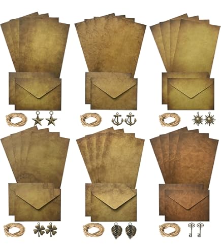 48 Pack Antique Vintage Stationary Paper, 8.5