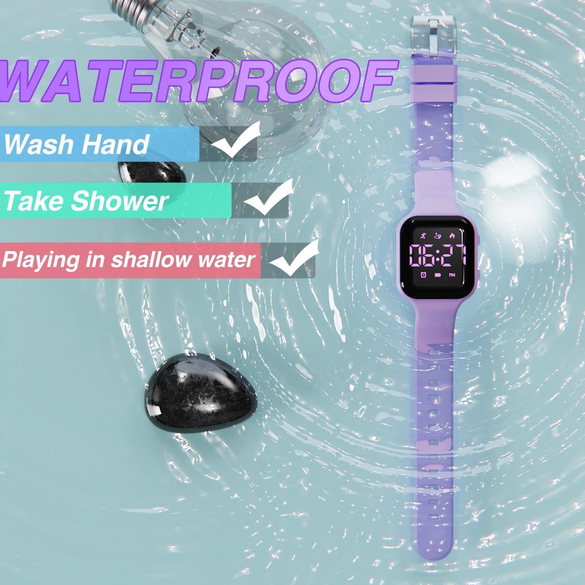 synwoo Kids Step Counter Watch, Digital Pedometer, Fitness Tracker Wristwatch, Waterproof Sport Watch, for Children Boys Girls Teens