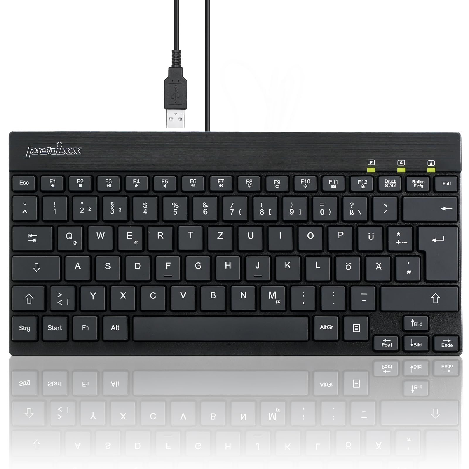 Perixx Wired Mini USB Keyboard with White Backlight and Flat Keys PERIBOARD-326BDE Black Illuminated — image 1